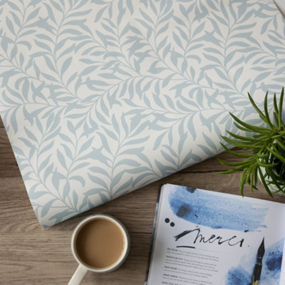 Nu Wallpaper Wisley Blue Self Adhesive Wallpaper 5.49m(L) 52.07cm(W)