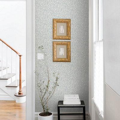 Nu Wallpaper Wisley Blue Self Adhesive Wallpaper 5.49m(L) 52.07cm(W)