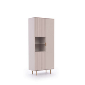 Nubia Tall Cabinet - Elegant Storage Solution in Cashmere - W800mm x H1900mm x D410mm