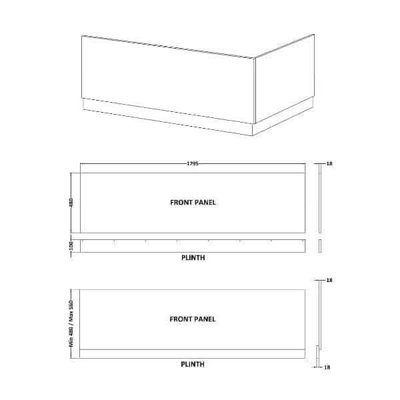 Nuie 1800 Bath Front Panel Blocks Bath End Panel And Plinth