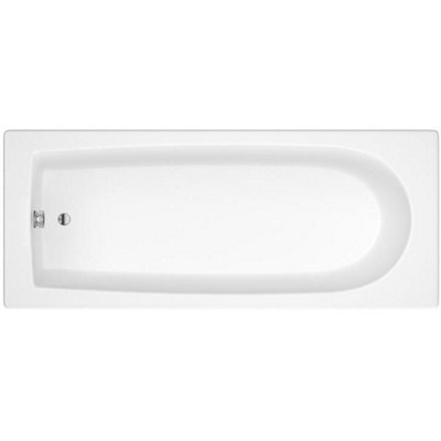 Nuie Barmby 1600 x 700mm Round Single-Ended Acrylic Bath with Leg Set, Gloss White