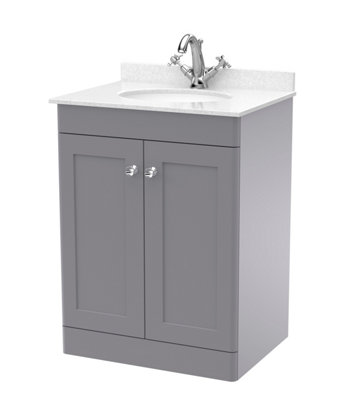 Nuie Classique Floor Standing 2 Door Vanity Unit & 1 Tap Hole White ...