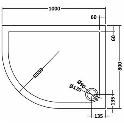 Nuie Slate Grey Offset Quadrant Shower Tray - Slimline 40-45mm, Anti ...