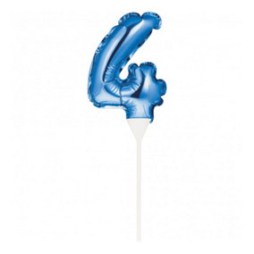 Number 4 Balloon Cake Topper Blue (Mini)