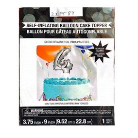 Number 4 Self-Inflating Balloon Cake Topper Silver (One Size)