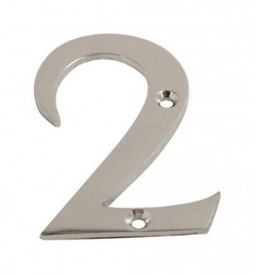 Numeral Figure '2' 75mm Chrome, Pack of 1