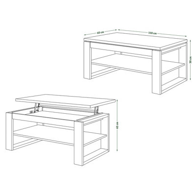 NUO Lift Top Coffee Table Contemporary Style - Sonoma Oak & White Matt
