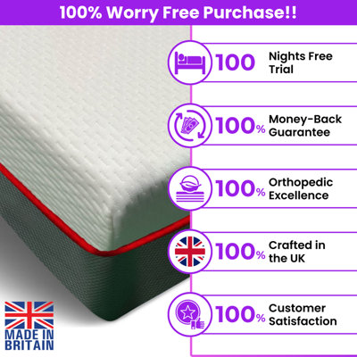 Nura 40HD 25cm Thick Luxury Ultra Orthopedic Extra Firm Memory Foam Mattress (Double - 135cm (4'6") X 190cm (6'3")