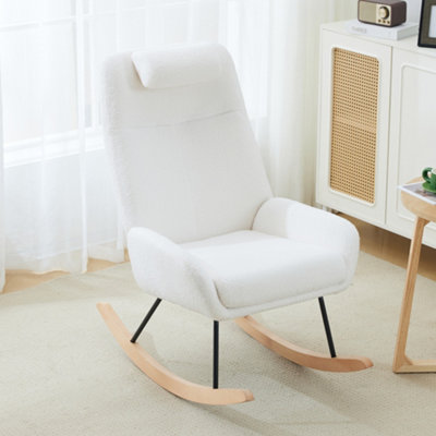 Nursery Rocking Chair Modern Nursing Rocking Armchairs with Super Soft Teddy Velvet Fabric