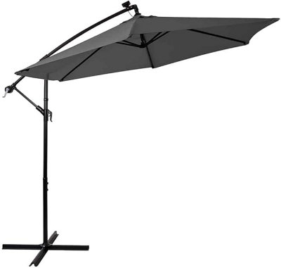 Nustone 3 Metre Round Cantilever Parasol, Patio Umbrella with UV Protection and Solar LED Lights