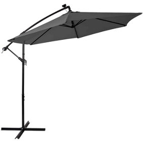 Nustone 3 Metre Round Cantilever Parasol, Patio Umbrella with UV Protection and Solar LED Lights