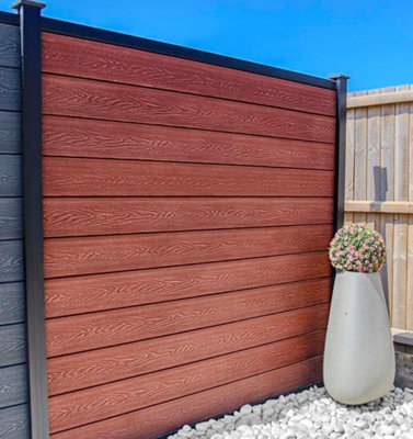 Nustone Composite Fencing 3D Embossed, Arden Woodgrain with All Fittings and Fixtures 183CM x 183CM (6ftx6ft) - Redwood 1 Panel