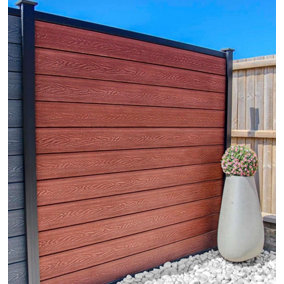 Nustone Composite Fencing 3D Embossed, Arden Woodgrain with All Fittings and Fixtures 183CM x 183CM (6ftx6ft) - Redwood 1 Panel