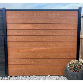 Nustone Composite Fencing 3D Embossed, Arden Woodgrain with All Fittings and Fixtures 183CM x 183CM (6ftx6ft) - Teak 1 Panel