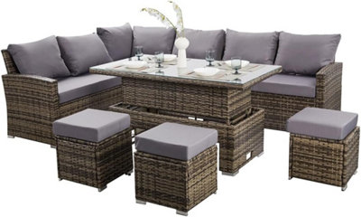 Club Rattan Rattan Corner Sofa And Stool Dining Set Seater Rattan