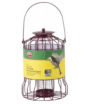 Nut Bird Feeder With Squirrel Guard Burgundy