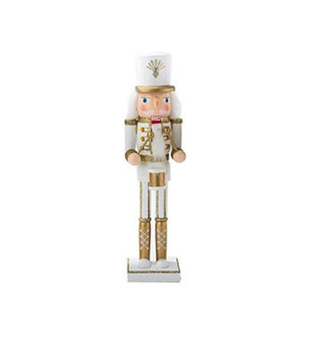 Nutcracker Christmas Decoration Wood Soldier 30cm/11.8in Ornament Glitter Traditional Table Top Party Xmas Gift Gold Drum