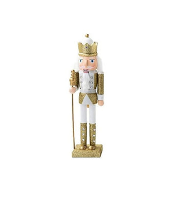 Nutcracker Christmas Decoration Wood Soldier 30cm/11.8in Ornament Glitter Traditional Table Top Party Xmas Gift King