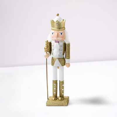 Nutcracker Christmas Decoration Wood Soldier 30cm/11.8in Ornament Glitter Traditional Table Top Party Xmas Gift King