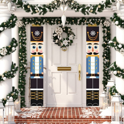 2 Pak Notenkraker Kerstbanners Voor Deur, Huis, Tuin, Binnen Of Buiten Kinderfeest 30 X 180 Cm