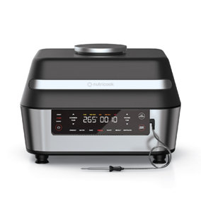 Nutricook 8.5L Smart Indoor Grill & Air Fryer XL with Built-in Thermometer 1760W Black/Stainless Steel