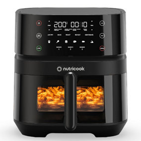 Nutricook Air Fryer 2, 1700 Watts, Digital Control Panel Display, 10 Preset Programs With Built-In Preheat Function, 5.5L Black