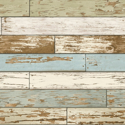 NuWallpaper NU2188 Old Salem Vintage Wood Peel & Stick Wallpaper, Green