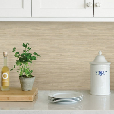 NuWallpaper NUS3336 Tibetan Grasscloth Peel & Stick Wallpaper, Cream