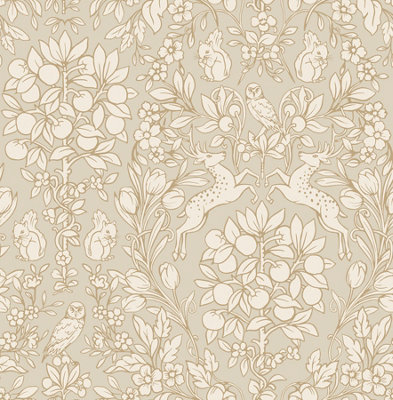 NuWallpaper NUS4478 Enchanted Peel & Stick Wallpaper, Taupe | DIY At B&Q