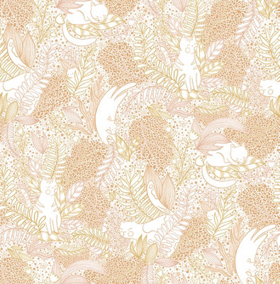 NuWallpaper NUS4541 Botanical Gato Garden Novelty Peel & Stick Wallpaper, Terracotta