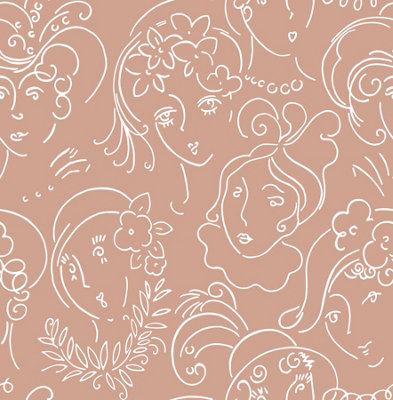 NuWallpaper NUS4543 Lovely Ladies Who Lunch Novelty Peel & Stick Wallpaper, Terracotta