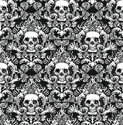 NuWallpaper NUS4551 Skulls Fieri Novelty Peel & Stick Wallpaper, Black