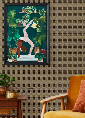 NuWallpaper NUS4844 Rattan Caning Peel & Stick Wallpaper, Honey