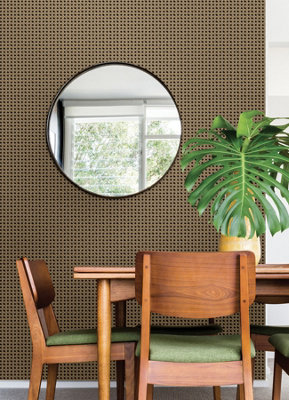 NuWallpaper NUS4844 Rattan Caning Peel & Stick Wallpaper, Honey