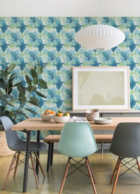 NuWallpaper NUS4975 Keilani Peel & Stick Wallpaper, Teal