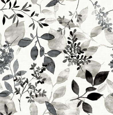 NuWallpaper NUS4983 Breezy Peel & Stick Wallpaper, Black