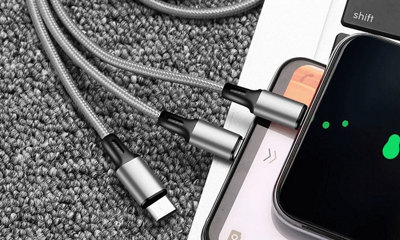 Nylon weaving one -drag three data cables three -in -one charging cable (suitable for Huawei Android apples)
