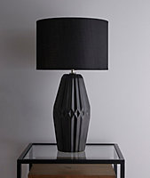 Nyon 54cm Black Ceramic Table Lamp With Matching Black shade