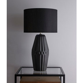 Nyon 54cm Black Ceramic Table Lamp With Matching Black shade
