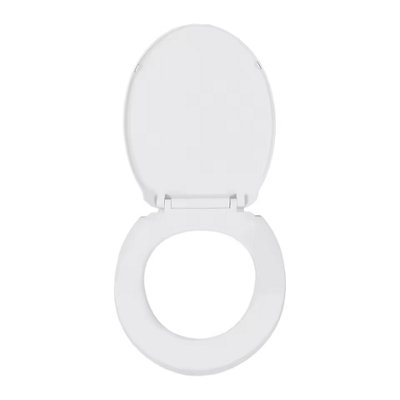 Heavy Duty Soft Close Toilet Seat - White Oval Plastic, Easy Clean Bathroom
