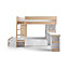 Oak and White Finished Bunk Bed with Desk and Storage - 2x 3ft (90cm)