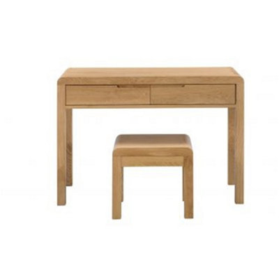 Oak Curve 2 Drawer Dressing Table & Stool