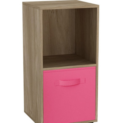 Oak, Dark Pink - 2-Cube Shelving Unit With Inserts