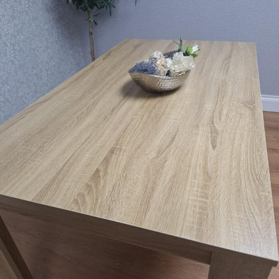 Oak Effect Dining Table Set With 4 Grey Gem Pattern Chairs And Bench ...