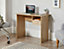 Oak Effect Office Computer Desk with One Open Side Shelf and One Drawer