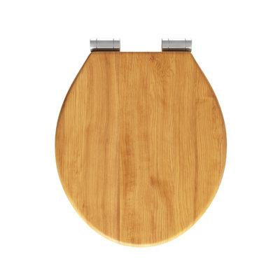 Oak Effect Soft Closing Toilet Seat