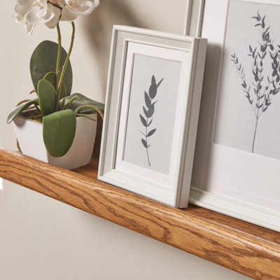 Oak Floating Picture Shelf with Walnut Finish - Off the Grain Wooden Display Shelf 110cm (L)