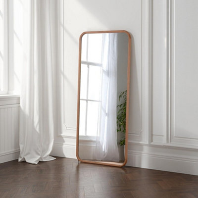 Oak Framed Curved Wall Mirror 180x80cm