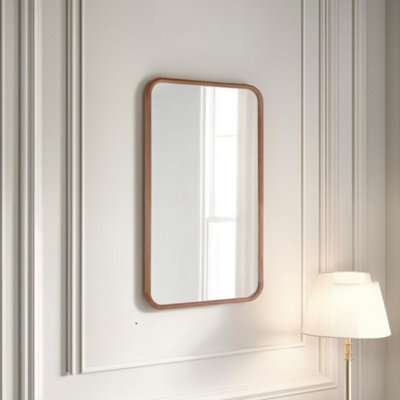 Oak Framed Curved Wall Mirror 90x60cm