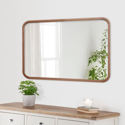 Oak Framed Curved Wall Mirror 90x60cm